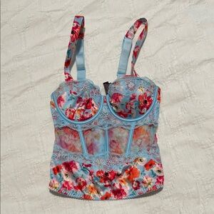 Victoria's Secret Light Blue Floral Lace Top